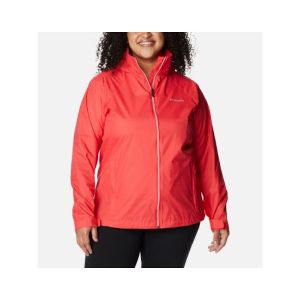 COLUMBIA SPORTSWEAR CO. Womens Red Adjustable Wind Breaker Jacket Plus 1X